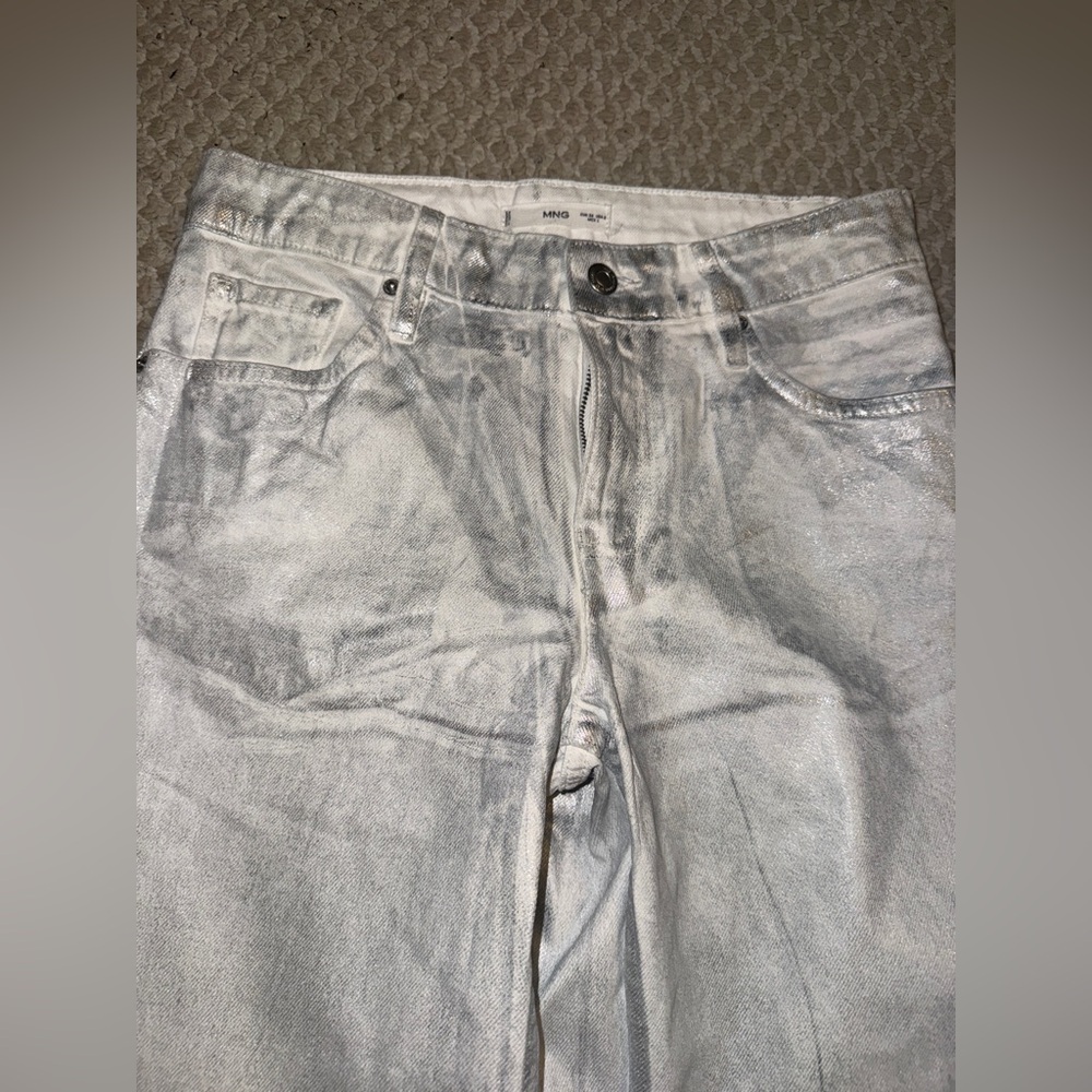 MANGO Metallic Finish Wide Leg Jeans SIZE : - Picture 13 of 16